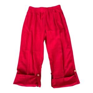 Vintage Cottonseed Red Wide Leg Button Cuff Crop Pants M Made USA 100% cotton